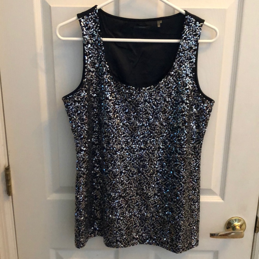 Tahari Black Sleeveless Blouse Tank Sz Small Petite